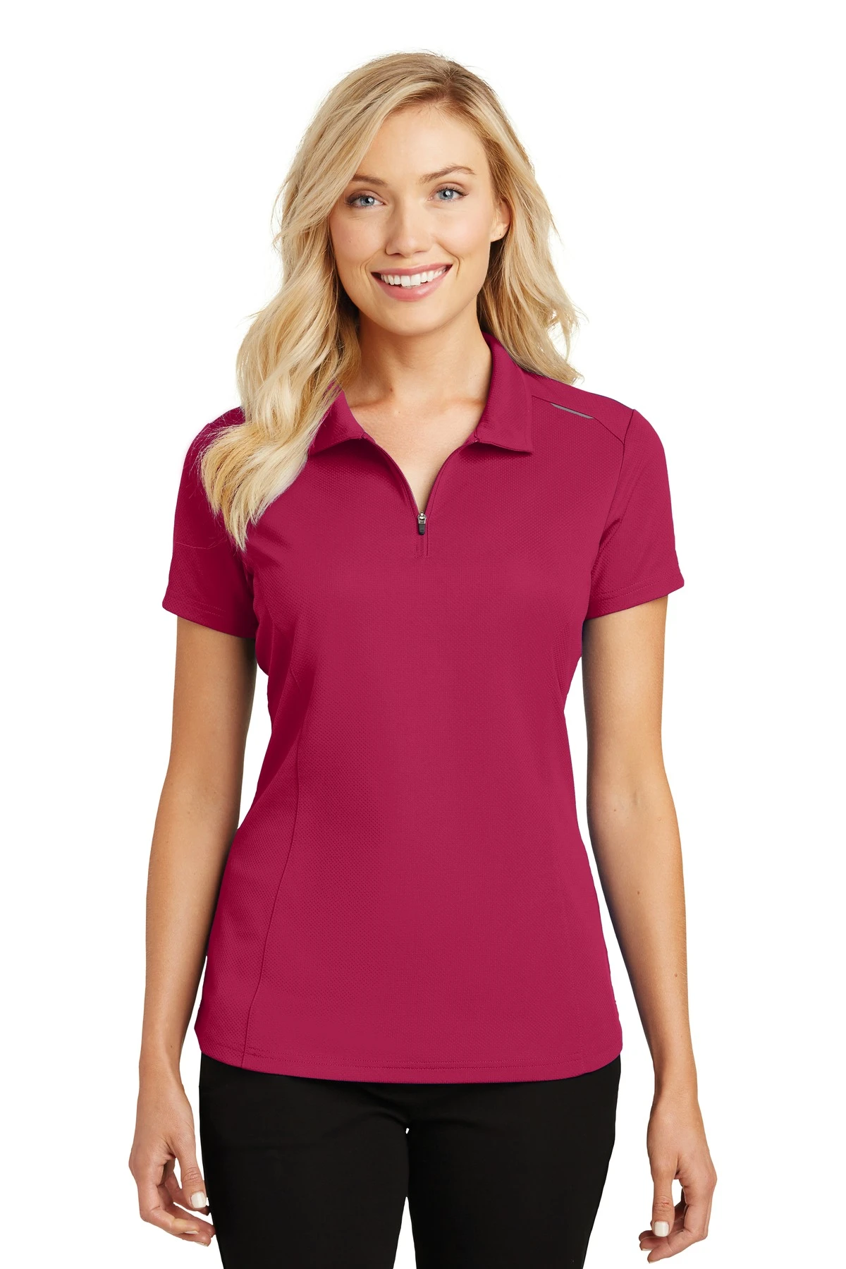 Ladies Pinpoint Mesh Zip Polo 9 Ladies Pinpoint Mesh Zip Polo - Image 7
