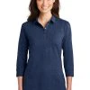 Ladies 3/4-Sleeve Meridian Cotton Blend Polo -Port Authority Shop 0c943e4474cdd3
