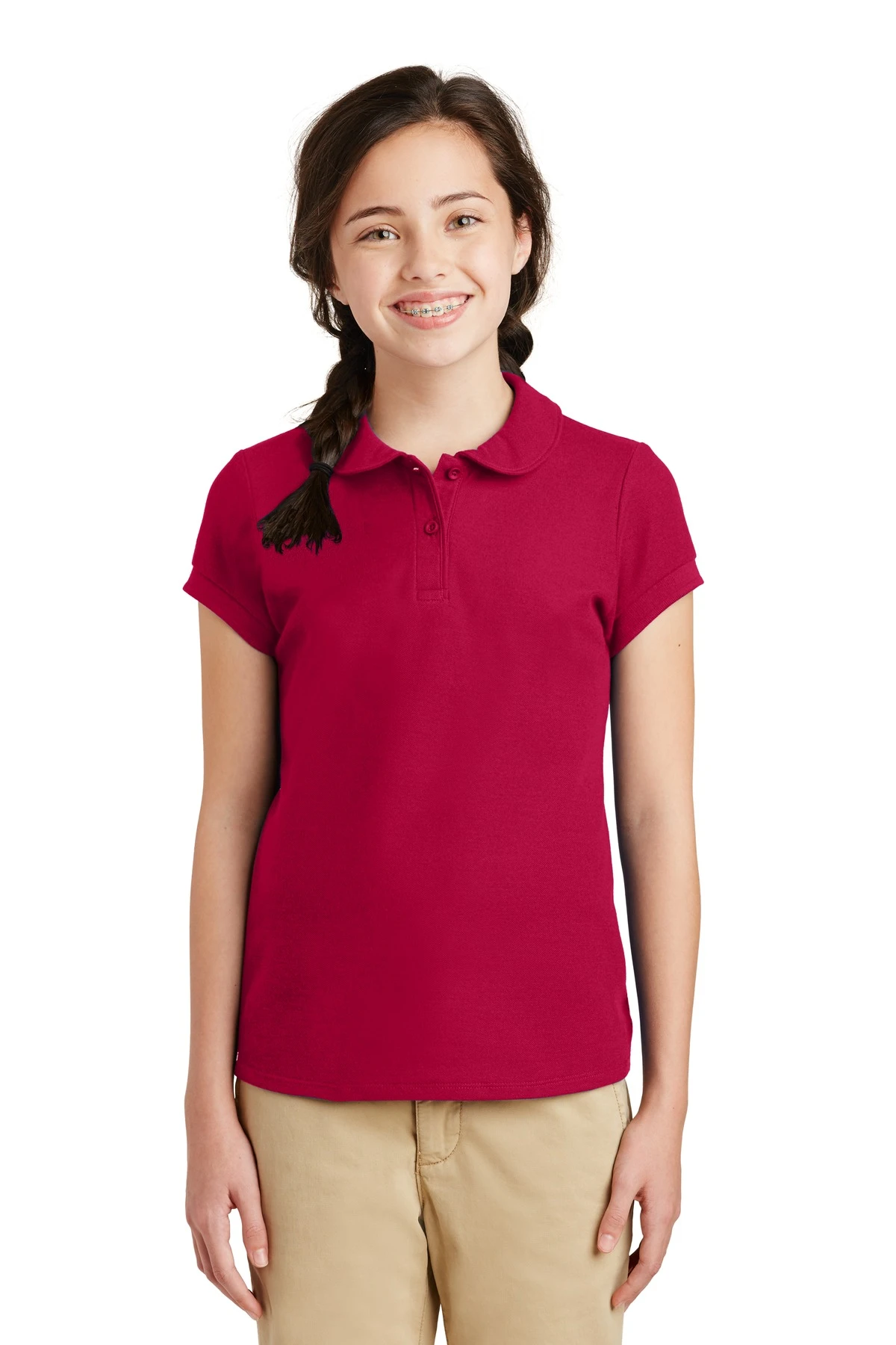 Girls Silk Touch Peter Pan Collar Polo