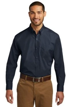 Men's Long Sleeve Carefree Poplin Shirt -Port Authority Shop 15a43de604aad7