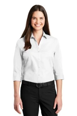 Ladies 3/4-Sleeve Carefree Poplin Shirt -Port Authority Shop 2571300bd82316