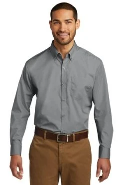Men's Long Sleeve Carefree Poplin Shirt