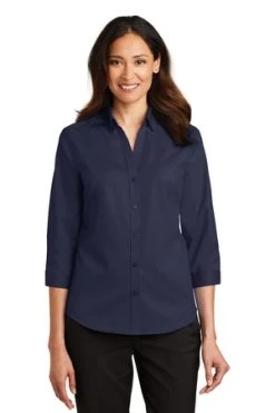 Ladies 3/4-Sleeve SuperPro Twill Shirt -Port Authority Shop 37d22b8fa00276