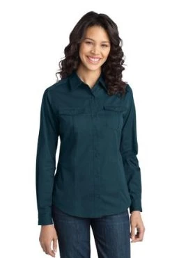 Ladies Stain-Release Roll Sleeve Twill Shirt -Port Authority Shop 4e247417474adc