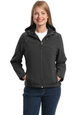 Ladies Textured Hooded Soft Shell Jacket 9 Ladies Textured Hooded Soft Shell Jacket -Port Authority Shop 52688f3ec14ad4