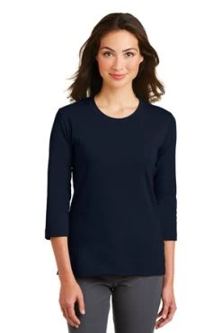 Ladies Modern Stretch Cotton 3/4-Sleeve Scoop Neck Shirt -Port Authority Shop 5ff64e9f38f8d5
