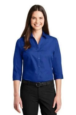 Ladies 3/4-Sleeve Carefree Poplin Shirt -Port Authority Shop 6206843f53411d