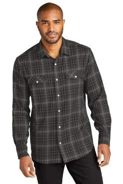 Unisex Long Sleeve Ombre Plaid Shirt