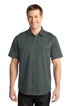 Stain-Release Short Sleeve Twill Shirt