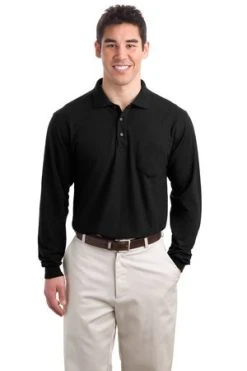 Long Sleeve Silk Touch Polo With Pocket -Port Authority Shop 69b7c80a19f1ba