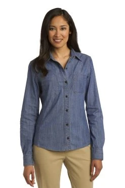 Ladies Patch Pockets Denim Shirt -Port Authority Shop 6ba949496c4aae
