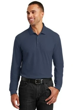 Adult Long Sleeve Core Classic Pique Polo -Port Authority Shop 7132b0eebf3c10