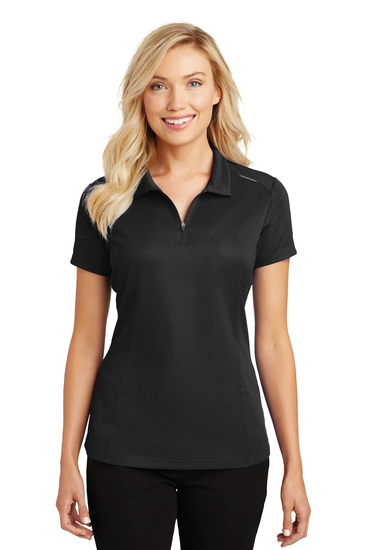 Ladies Pinpoint Mesh Zip Polo 3 Ladies Pinpoint Mesh Zip Polo