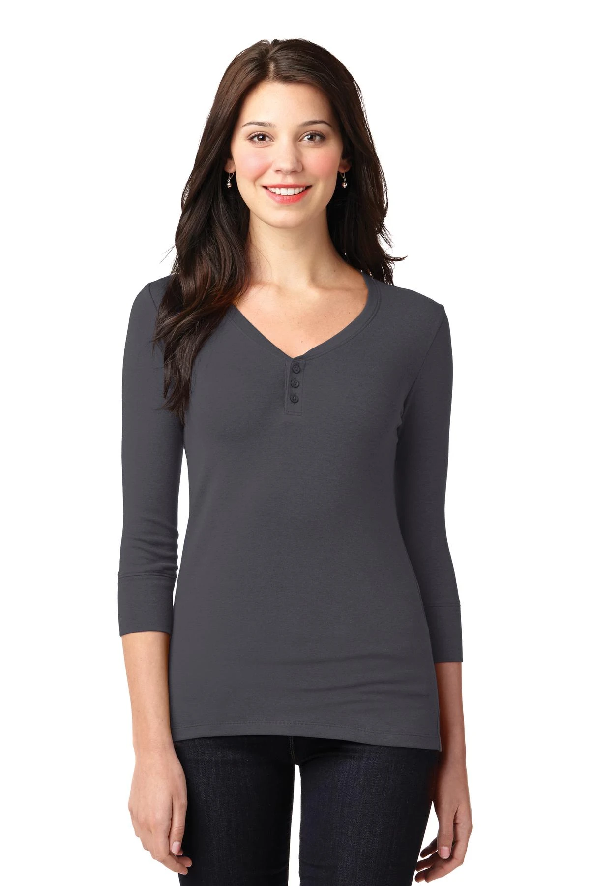 Ladies Concept Stretch 3/4-Sleeve Scoop Henley 9 Ladies Concept Stretch 3/4-Sleeve Scoop Henley - Image 7