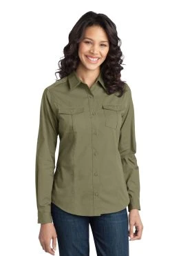 Ladies Stain-Release Roll Sleeve Twill Shirt -Port Authority Shop 8ee3d5c4a33d2a