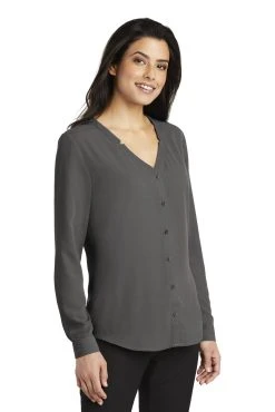Ladies Long Sleeve Button-Front Blouse -Port Authority Shop 97618e2db6daff