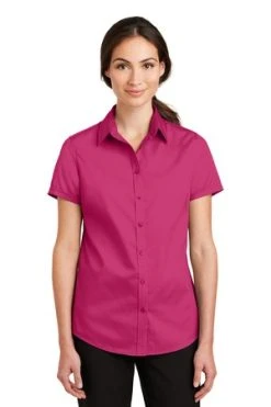 Ladies Short Sleeve SuperPro Twill Shirt -Port Authority Shop a10a12874ffe81