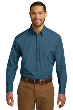 Men's Long Sleeve Carefree Poplin Shirt -Port Authority Shop a69ec15eccfbd7