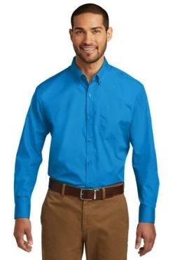 Men's Long Sleeve Carefree Poplin Shirt -Port Authority Shop a90a5f78de2e15