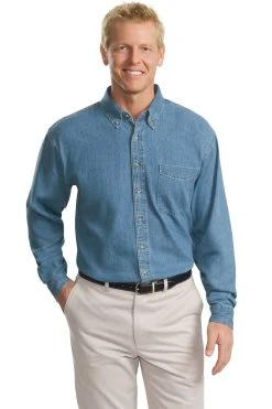 Tall Long Sleeve Denim Shirt -Port Authority Shop b16e131f18e274