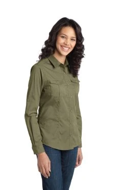 Ladies Stain-Release Roll Sleeve Twill Shirt -Port Authority Shop b91843c60044d4