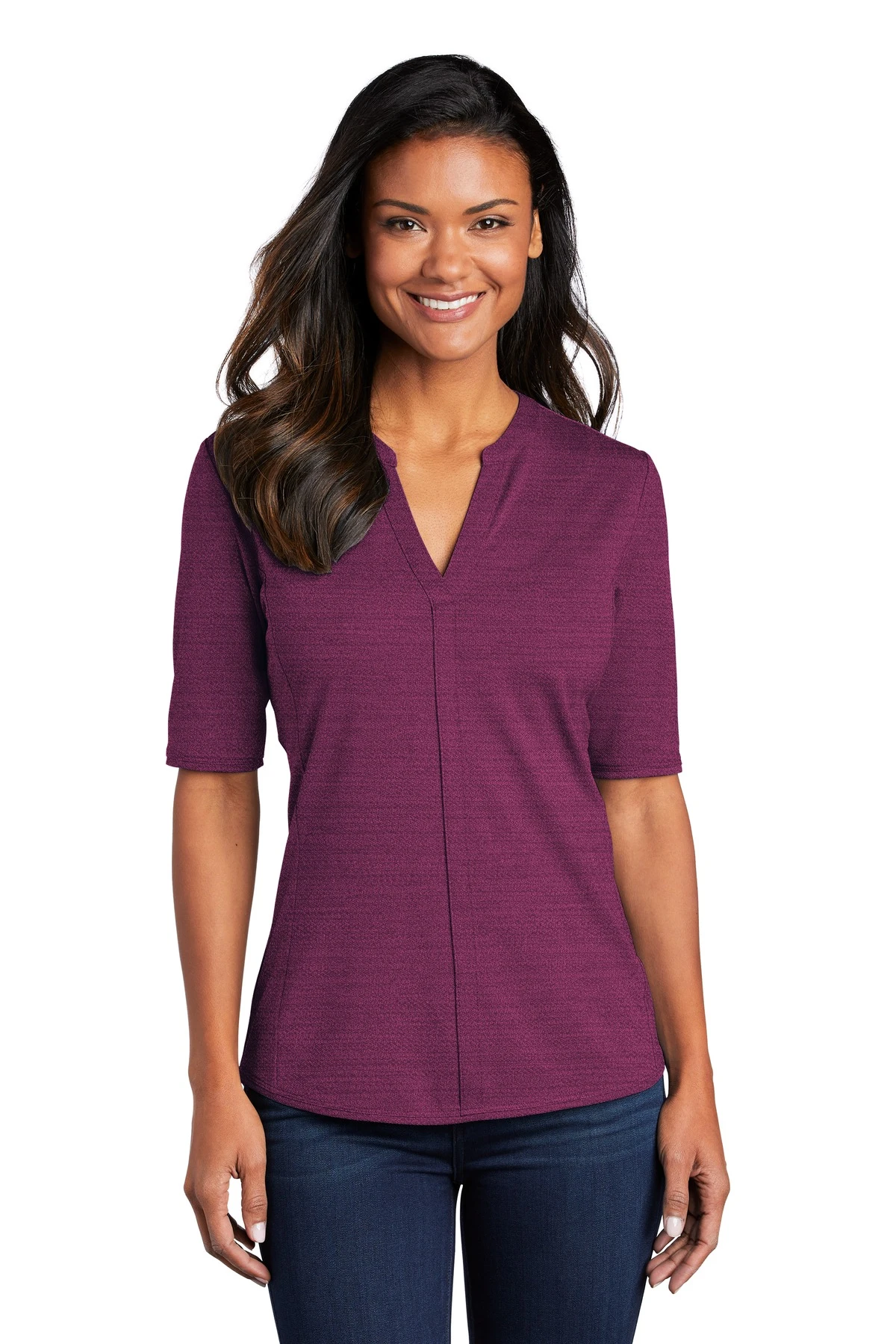 Ladies Stretch Heather Open Neck Top 10 Ladies Stretch Heather Open Neck Top - Image 8