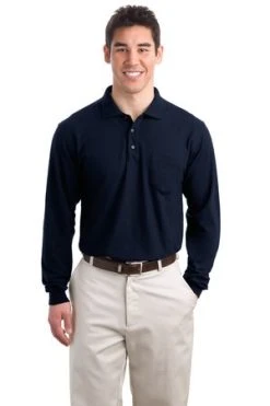 Long Sleeve Silk Touch Polo With Pocket