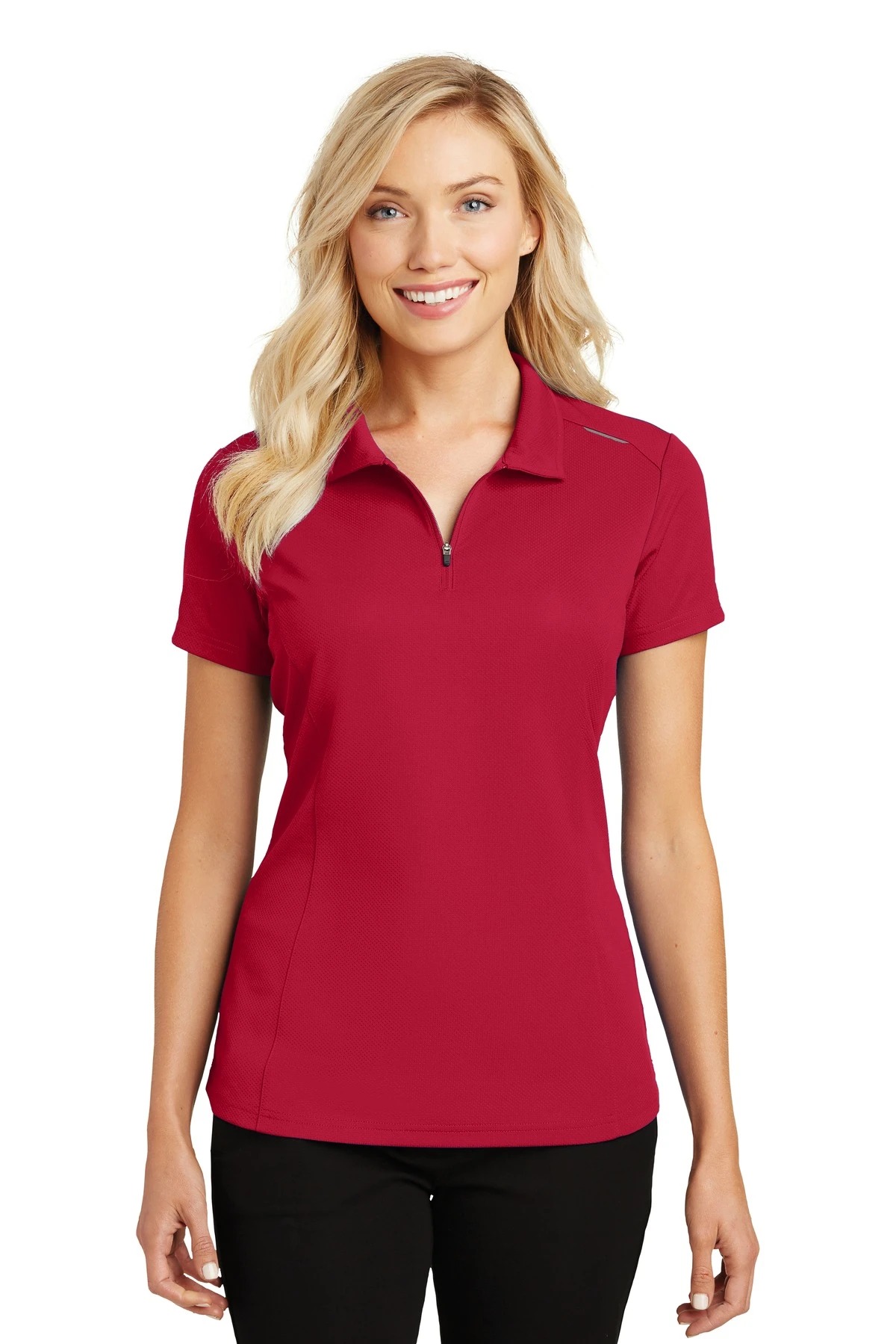 Ladies Pinpoint Mesh Zip Polo 10 Ladies Pinpoint Mesh Zip Polo - Image 8