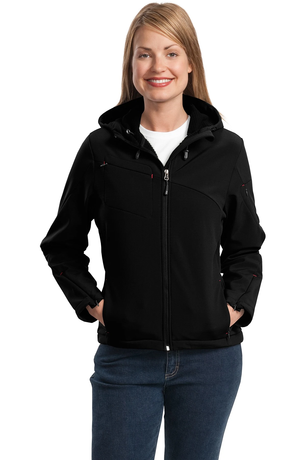 Ladies Textured Hooded Soft Shell Jacket 4 Ladies Textured Hooded Soft Shell Jacket - Image 2