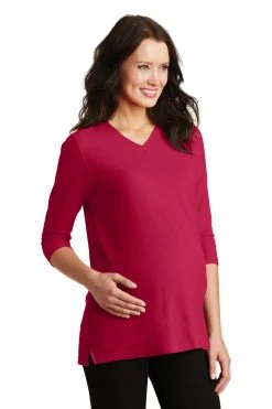 Port Authority Ladies Silk Touch Maternity 3/4-Sleeve V-Neck Shirt -Port Authority Shop eac5b524711dc4