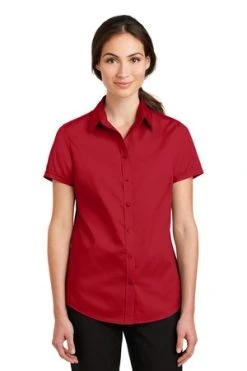 Ladies Short Sleeve SuperPro Twill Shirt -Port Authority Shop eac986b00ecd54