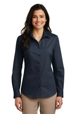 Ladies Long Sleeve Carefree Poplin Shirt -Port Authority Shop ed3cf4e6e03ed7