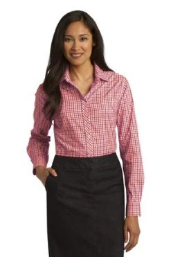 Ladies Long Sleeve Gingham Easy Care Shirt