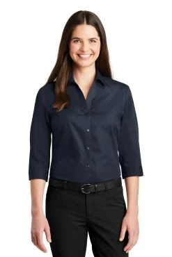 Ladies 3/4-Sleeve Carefree Poplin Shirt -Port Authority Shop f43dc92665d4ad