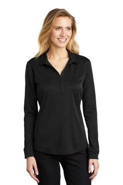 Ladies Silk Touch Performance Long Sleeve Polo -Port Authority Shop f82d38991ac0c9