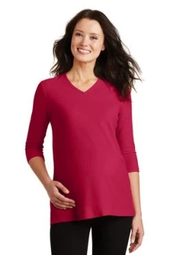 Port Authority Ladies Silk Touch Maternity 3/4-Sleeve V-Neck Shirt