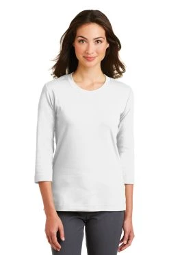 Ladies Modern Stretch Cotton 3/4-Sleeve Scoop Neck Shirt -Port Authority Shop fc7e362cf4b526